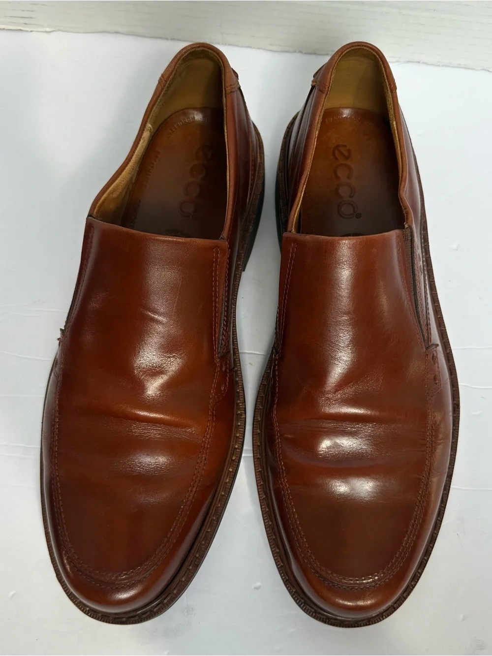 ECCO Men's Cognac Holton Slip-On Leather Business Loafers-Size 44 US 10/10.5